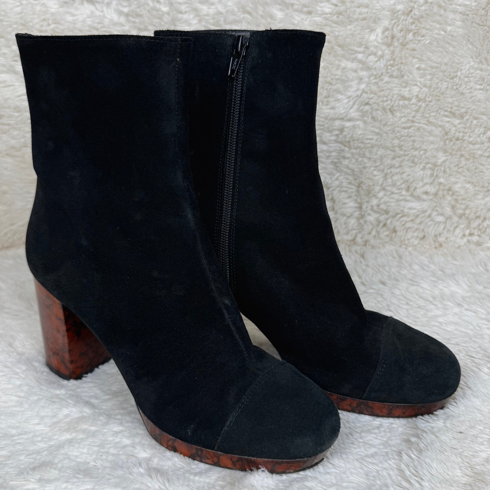 Free People Liquid Gold black suede platform heeled boots-6.5 (37)
